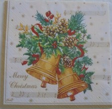 QUATTRO TOVAGLIOLI PER DECOUPAGE - FANTASIA CAMPANE NATALIZIE