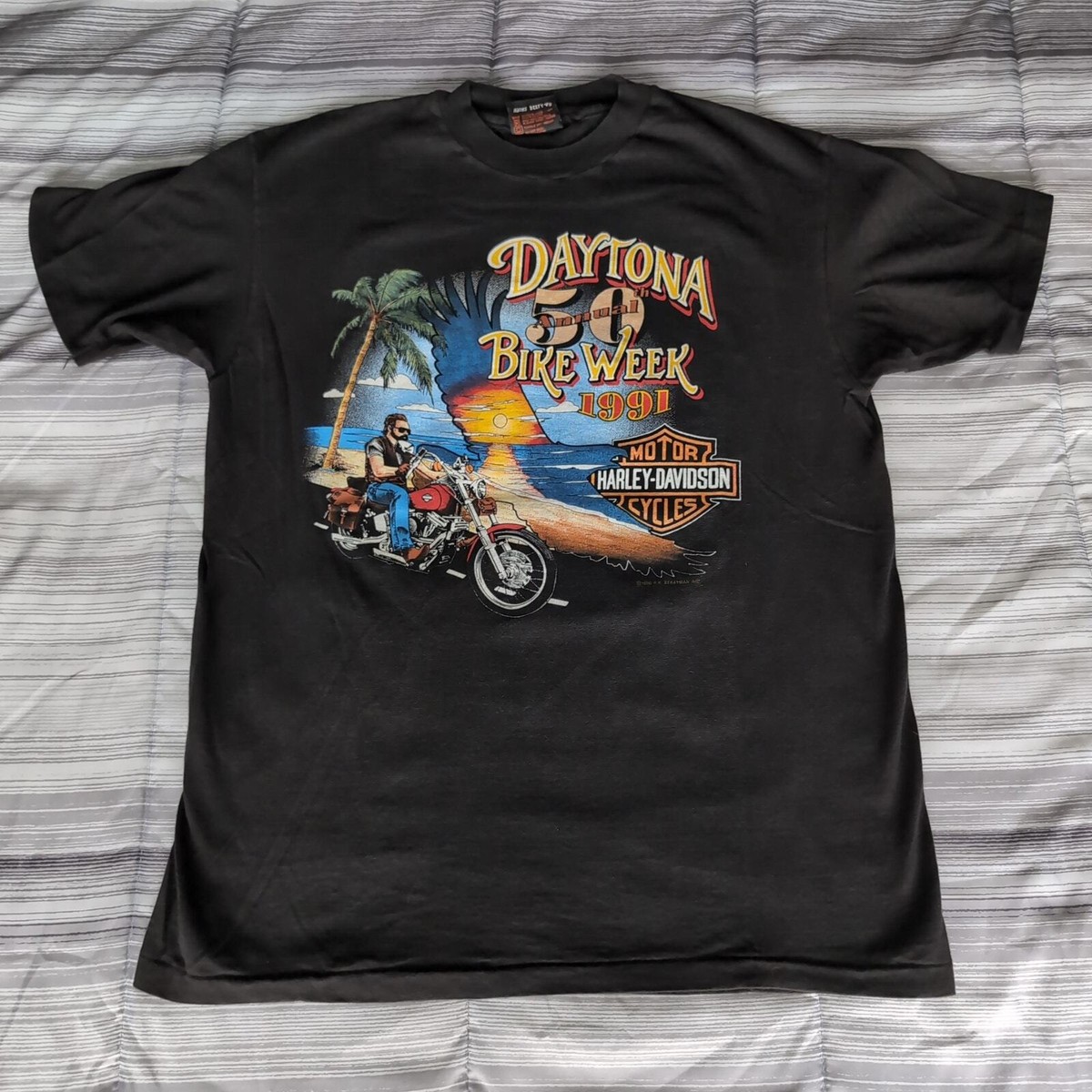 Vintage 1991 Harley Davidson T Shirt XL Single Stitch 50th Daytona 