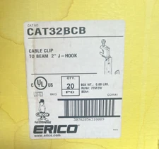 Erico Caddy CAT32BCB Cable Support -20 PCS - Cable Clip To Beam  2' J-HOOKs