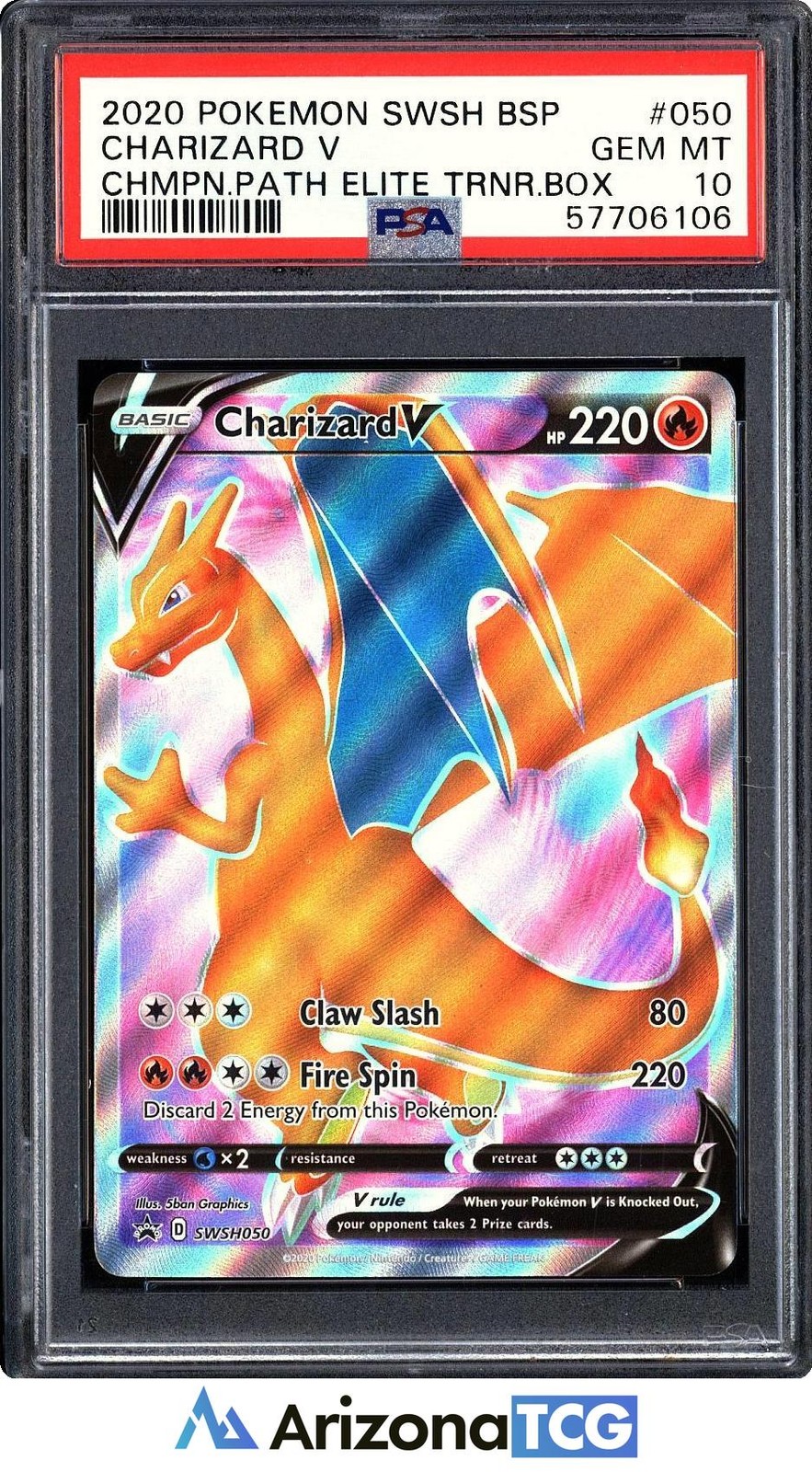 Pokemon 2020 Charizard V SWSH050 ETB Black Star Promo Champion's Path PSA 10