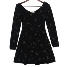 Womens Valentino VALENTINO Valentino Dress Gold Star x Dot Embroidery Knit Mini