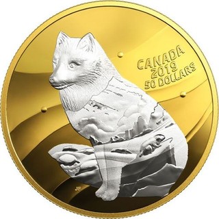 Canada 2019 'Arctic Fox My Inner Nature' Gold Plated Proof $50 5oz. Silver