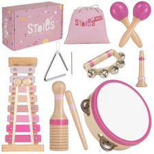 Wooden Music Set Pink Sensation, Montessori Musical Instruments for Toddlers ...