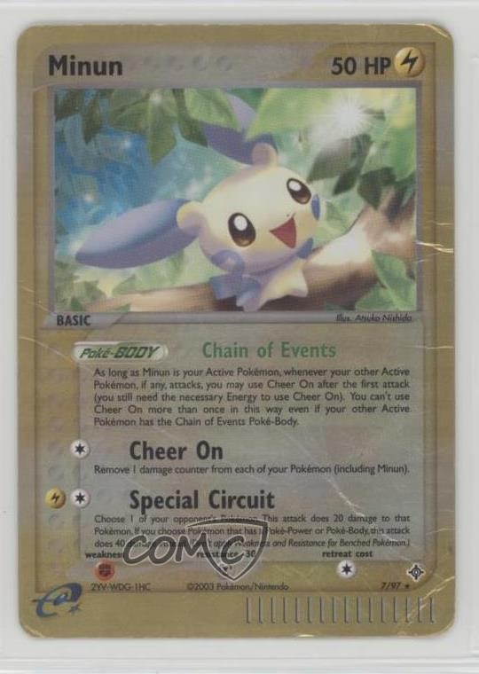 Minun Reverse Foil Pokémon EX Dragon #7 2003