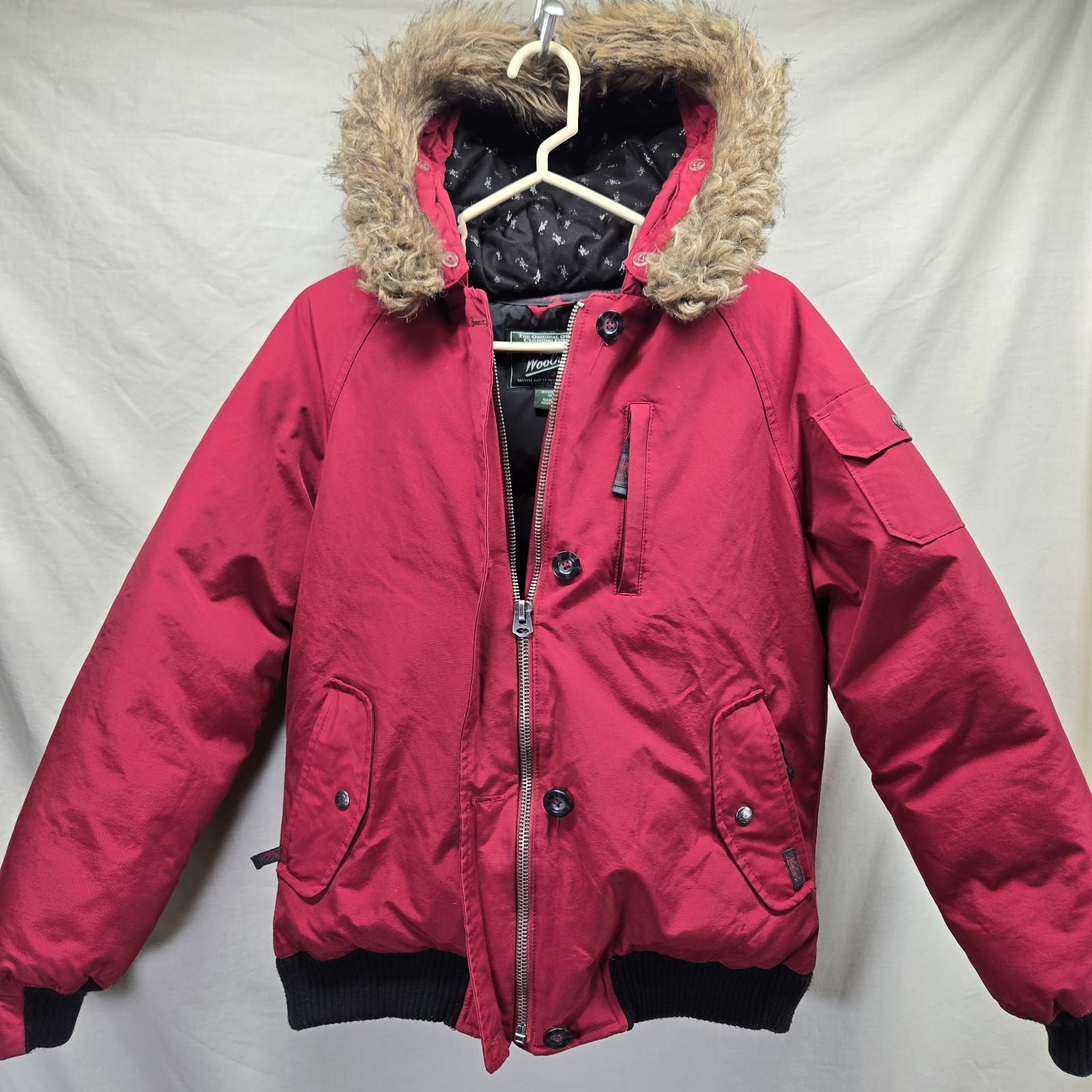 Woolrich Ruby Red Puffer Jacket Feather Down Faux… - image 2