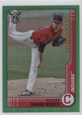 2021 Topps Big League Highlights Green Foil 38/75 Shane Bieber #289 19n6