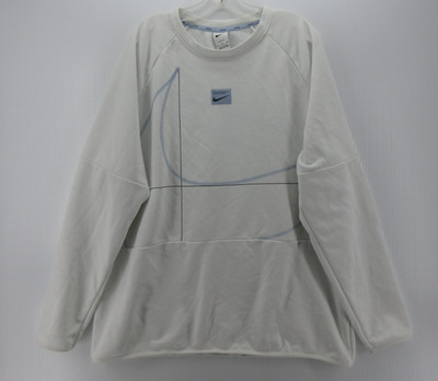 Nike Sweatshirt Men XL White Center Swoosh Dri-Fit Performance Athleisure *