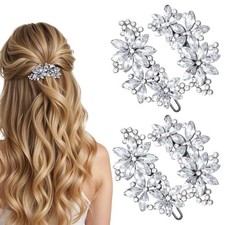 4Pcs Crystal Flower Hair Clips,Rhinestone Hair Accessories,Elegant Glitter