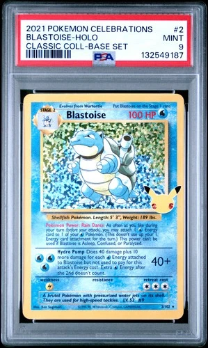 2021 POKEMON CELEBRATIONS CLASSIC COLLECTION #2 BLASTOISE-HOLO PSA 9