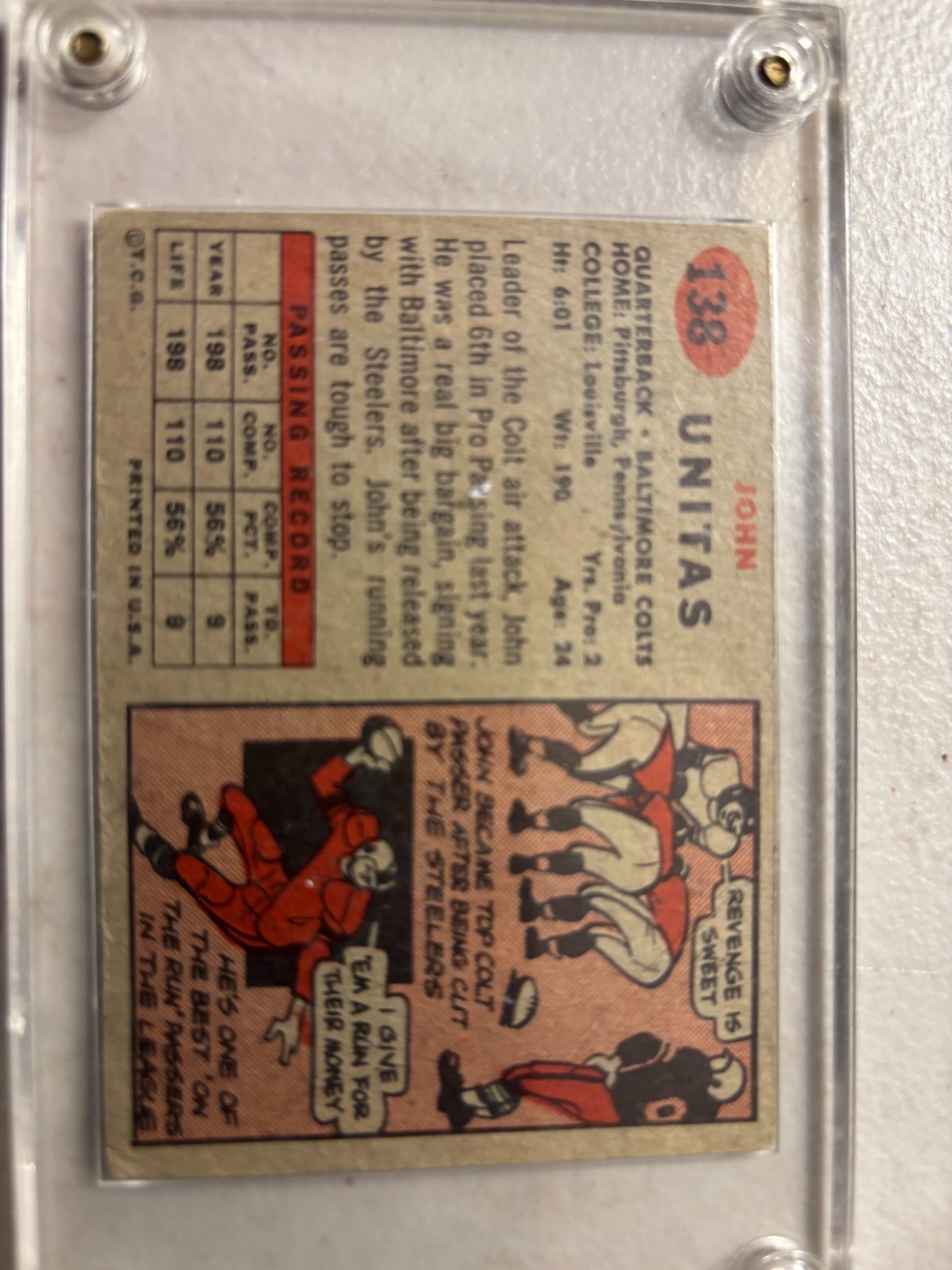 1957 Topps - Johnny Unitas #138 (RC) view 2