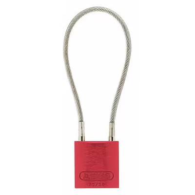 Abus 13027 Lockout Padlock, Keyed Different, Aluminum, Red, 8 1/4 In Shackle