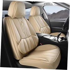 Car Seat Covers Custom Fit for Ford F150 2009-2025, Faux Leather Full Set Beige