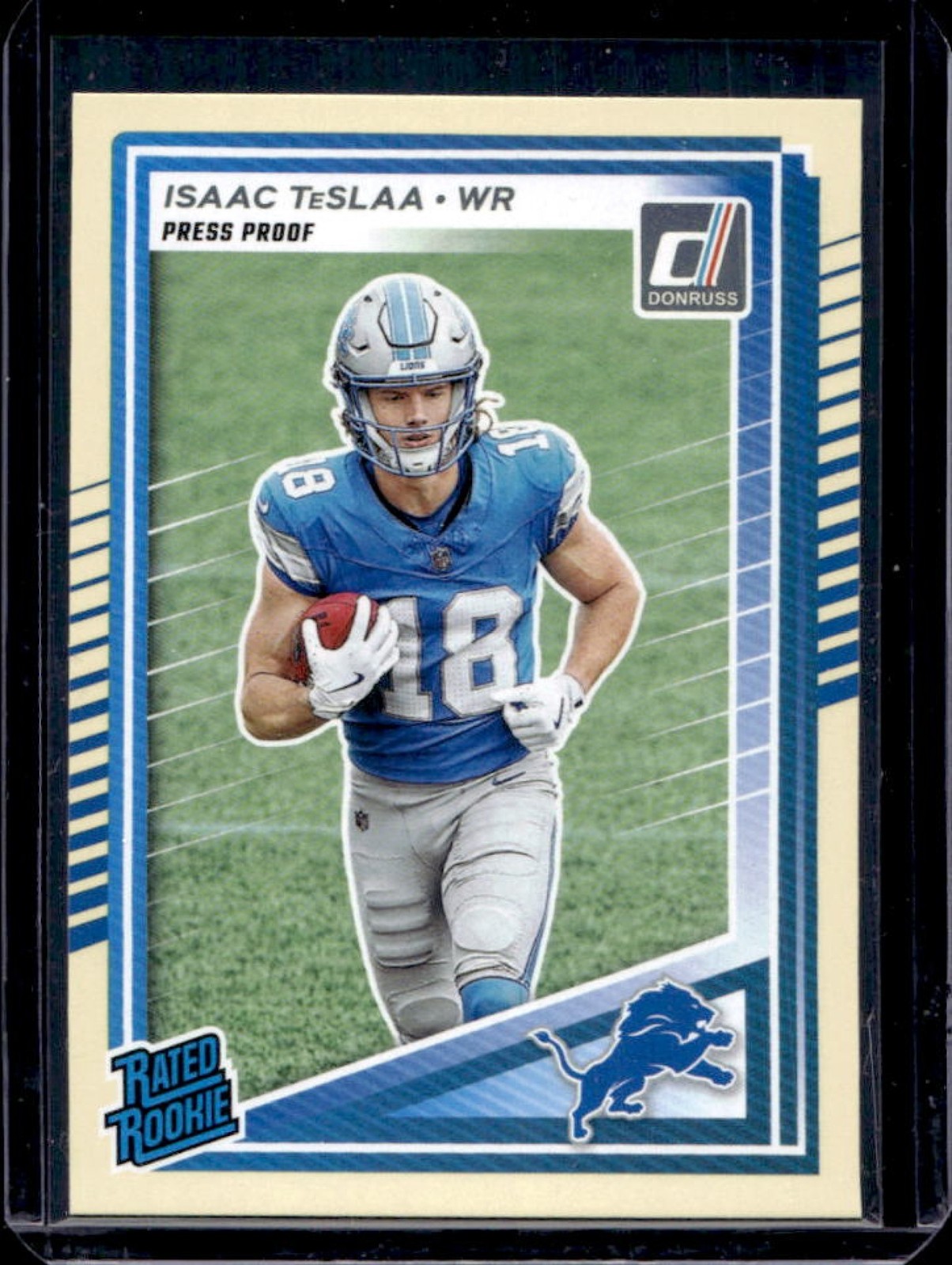 2025 Donruss Isaac TeSlaa Rated Rookie Press Proof Yellow RC #338 Lions