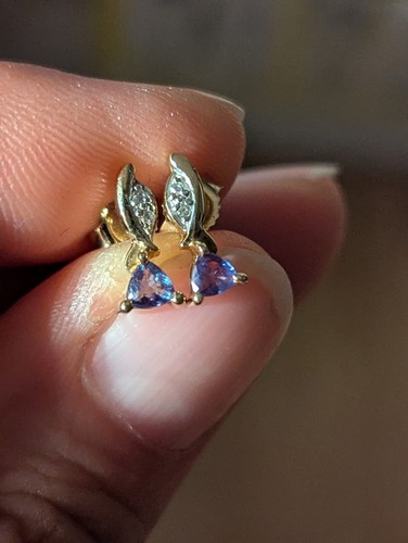 9ct Yellow Gold Earth Mined Alexandrite & Diamond Stud Earrings Rocks And Co - Picture 14 of 18