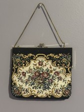 Vintage Tapestry Bag With Floral Design  
