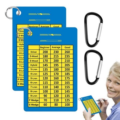 2Pcs Golf Club Range Chart Card Golfers Quick Reference Distance Guide Card