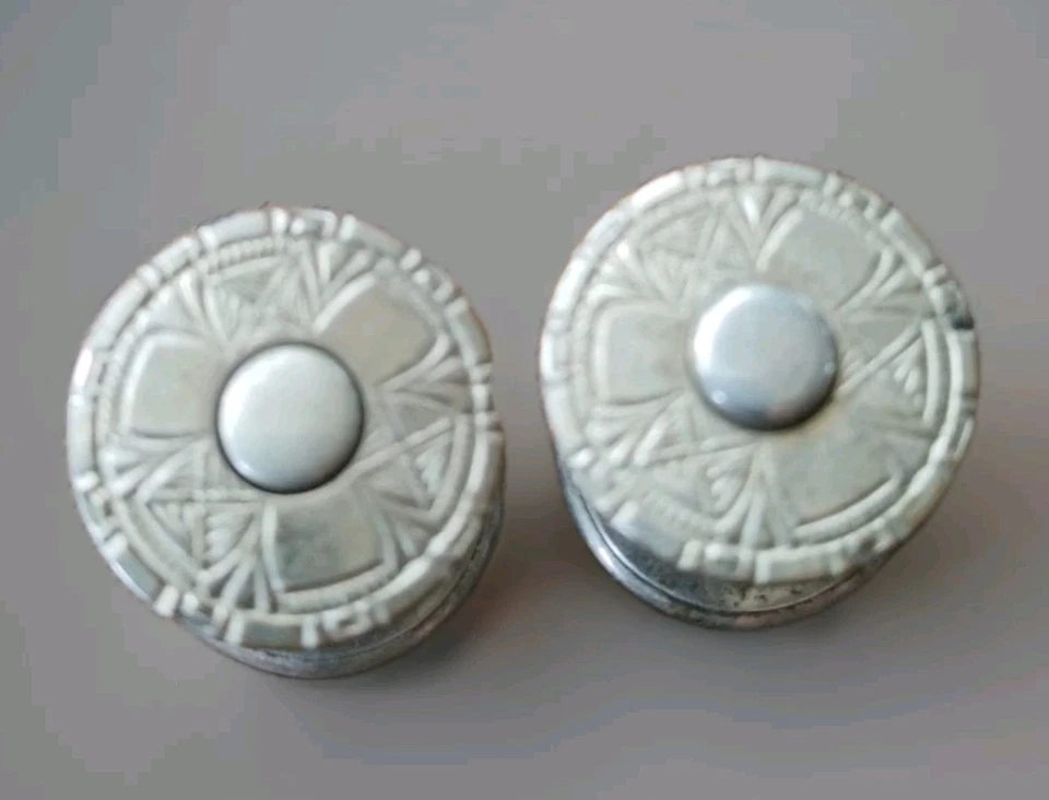 Gemelos redondos a presión rellenos de oro blanco antiguos decorativos G&S BALL-LOCK gemelos Foto 4 de 4