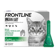 Image of FRONTLINE PLUS Spot-On Flea and Tick Treatment for Cats (over 1kg) 3 x Pipettes
