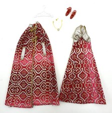 Vintage 1977 Barbie Brocade Shine For TV Time 9835 Dress Cape Jewelry  Shoes