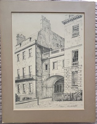 1976 Grace D. Bratton Signed and Dated Town Road and Building Sketch with Matt