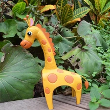 Garden Giraffe Sculpture Outdoor Decor Yellow