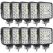 LED Tractor Work Lights 4 Inch 123W 12000lm Square Light Bar 12V 24V 123w-10pc