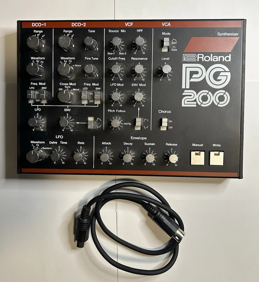 Vintage 1980s Roland PG-200 Synth Programmer JX-3P MKS-30 GR-700 w/ Cable & Case