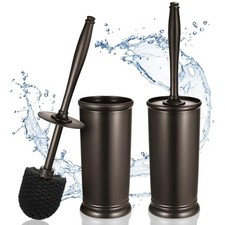 Toilet Bowl Brush Holder Set: Modern Deep Cleaning Bathroom 2 Pack Bronze
