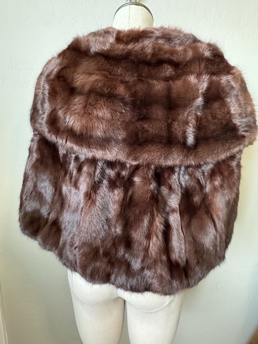 Vtg Fur Mink Stole Cape Wrap Brown Evening Jacket Shawl Ave. Montaigne Opera - Picture 7 of 14