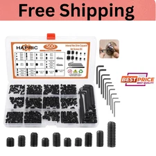 500 Pcs 25 Size Set Screws Metric&SAE Set Screw Assortment Kit 12.9 Alloy Ste...