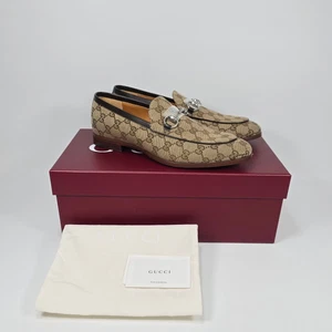 Mocassins Gucci beige ébène GG toile Horsebit 260 129139477