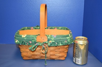 Longaberger 1995 Divided Spring Organizer Basket Combo Wood Emerald Vine Liner