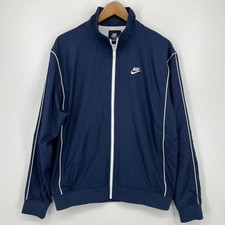 Nike Windbreaker Jacket Men's Size L Navy Blue Full Zip Embroidered Swoosh Logo