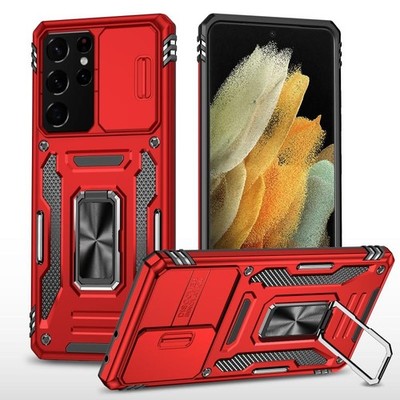 Für Samsung Galaxy S21 Ultra 5G Armor PC + TPU Camera Shield Handyhülle (Rot)