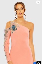 Mac Duggal One-Shoulder Embellished Long Sleeve Gown