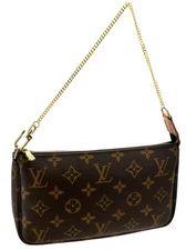 Authentic LOUIS VUITTON LV Monogram Leather Pochette Accessoire Shoulder Bag
