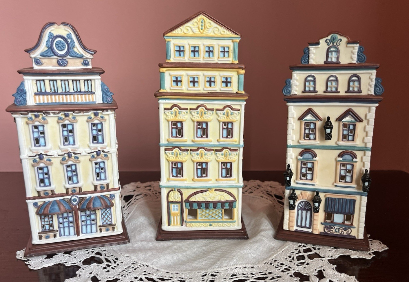 Partylite Cafe Tealight Houses Set of 3