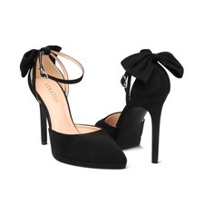 COLETER Women's D'Orsay Back Bow Pumps Ankle Strap Platform Wedding Shoes  A...