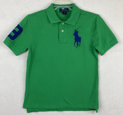 Polo Ralph Lauren Boys M (10-12) Green Polo Cotton Embroidered Big Blue Pony #3