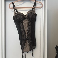 Ann Summers Women's Corset Bustier Black Lace Garter Straps size 14