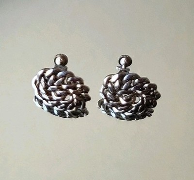 Vintage Regal Silver Tone Rarrings Textured Coils Screw Back Womens Jewelry 