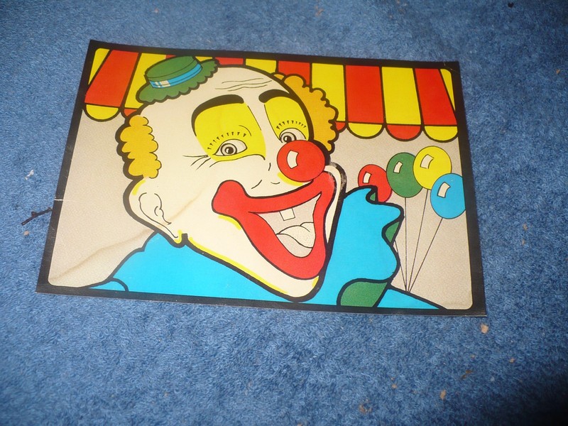 Vintage Clown Card Stock Display for Capsule Bulk Vending Gumball Machines