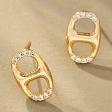 Anthropologie Gold Tone Bottle Cap Crystal Earring