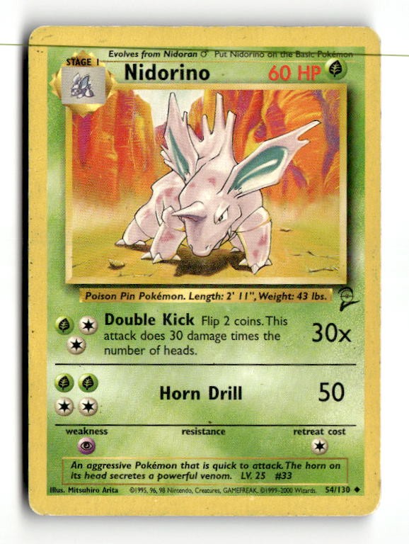Nidorino Base Set 2 054/130 NMvintage pokemon card