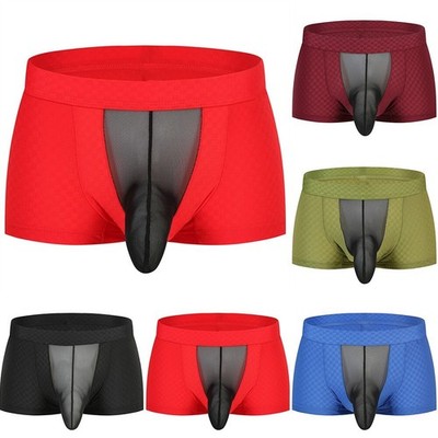 Herren Sexy Transparent Low Waist Boxershorts Elefantennase Bequem Unterwäsche