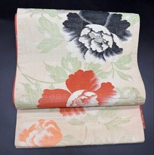 Japanischer Kimono Reine Seide Obi Gürtel Nagoya Retro Taisho Floral Blume 3