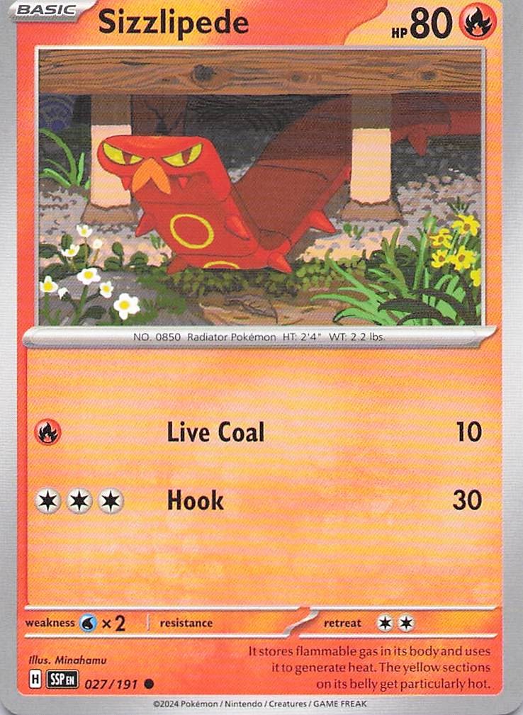 Pokemon Card - Sizzlipede - (027/191 - Surging Sparks)