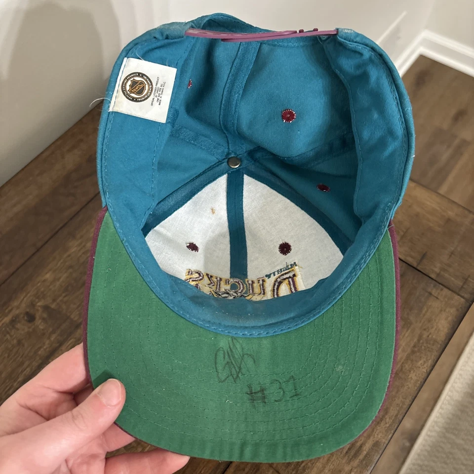 复古 Anaheim Mighty Ducks 前排 Annco 平沿帽男式 90 年代 NHL 曲棍球 — 第 4/4 张图片