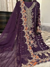 Pakistani Chiffon Embroidered Fully Lined Dress Bust 36