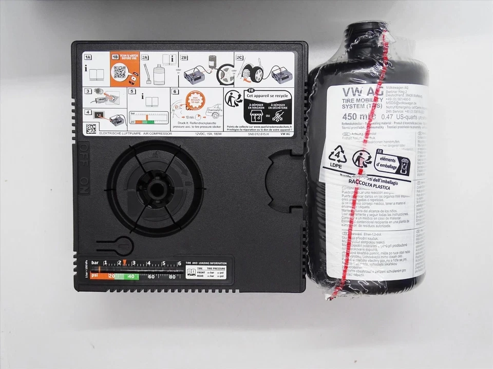 GENUINE VW AUDI SKODA TYRE PUNCTURE REPAIR KIT PUMP SEALANT GLUE BAG SET 05.2028 - Image 4 of 4